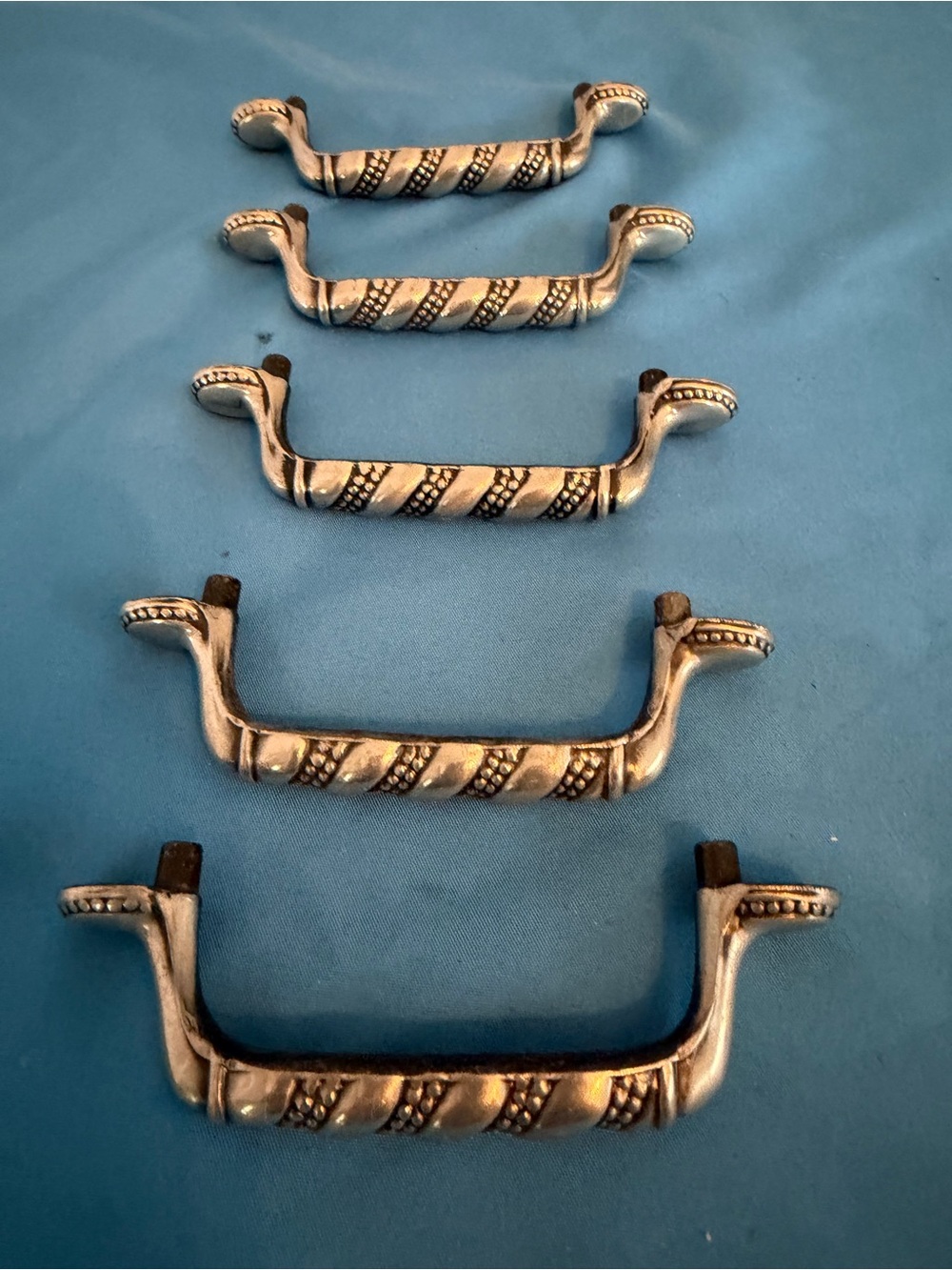 Vintage-Style Silver Drawer Pulls - Set of 5